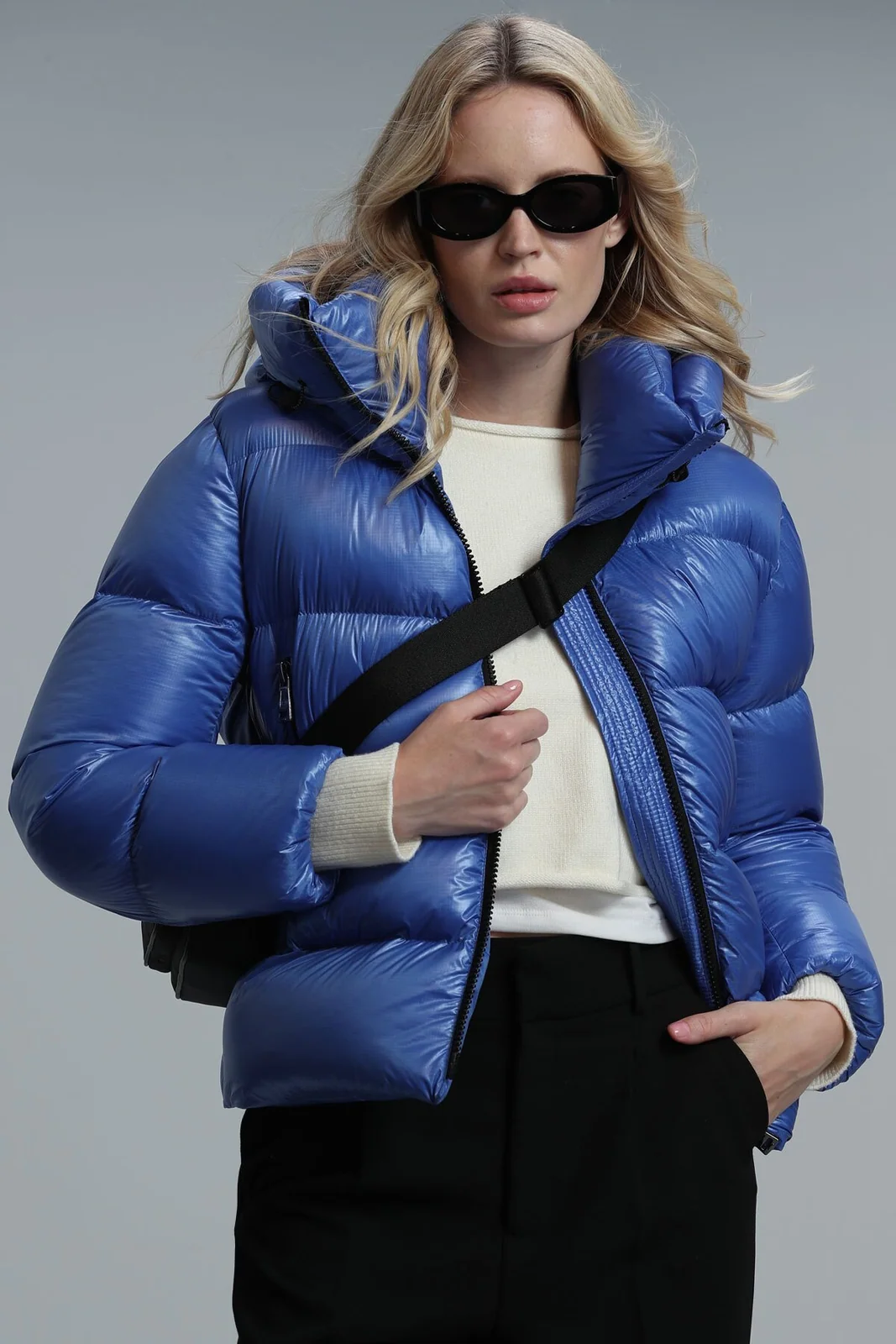 Sun Kaz Tüyü Kadın Mont Saks