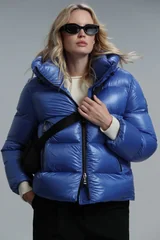 Sun Kaz Tüyü Kadın Mont Saks