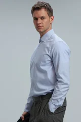 Bud Erkek Basic Gömlek Comfort Fit Mavi