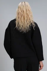 Selın Kadın Örme Sweatshırt Siyah
