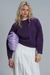 Uwen Kadın Örme Sweatshırt Mürdüm