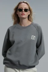 Ujın Kadın Örme Sweatshırt Nefti Yeşil