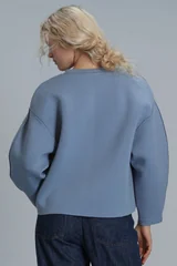 Selın Kadın Örme Sweatshırt Mavi