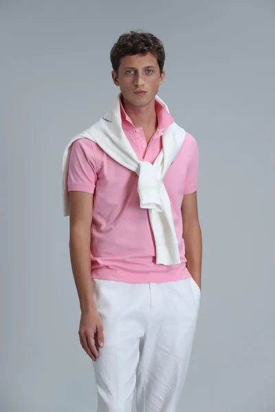 Laon Smart Erkek Polo Tişört Slim Fit Pembe