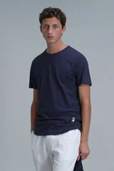 Junya Erkek Basic Tişört Açık Lacivert