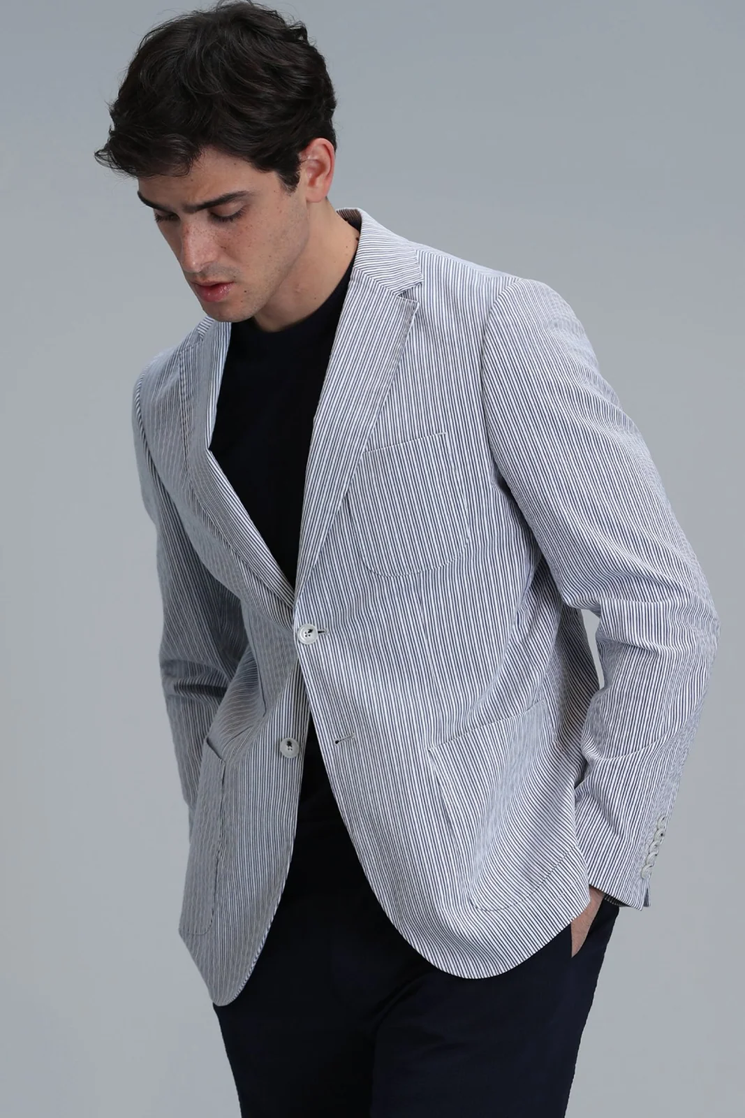 Cosby Spor Erkek Blazer Ceket Slim Fit Saks