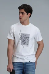 Nally Modern Grafik Tişört Beyaz