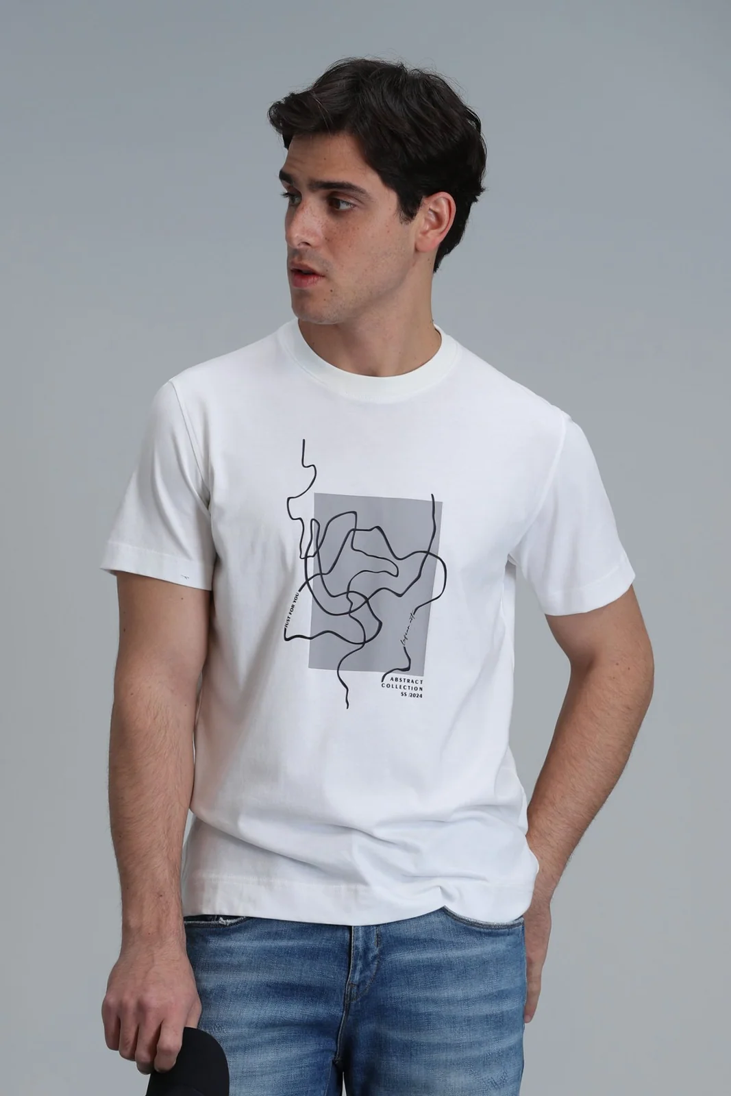 Nally Modern Grafik Tişört Beyaz