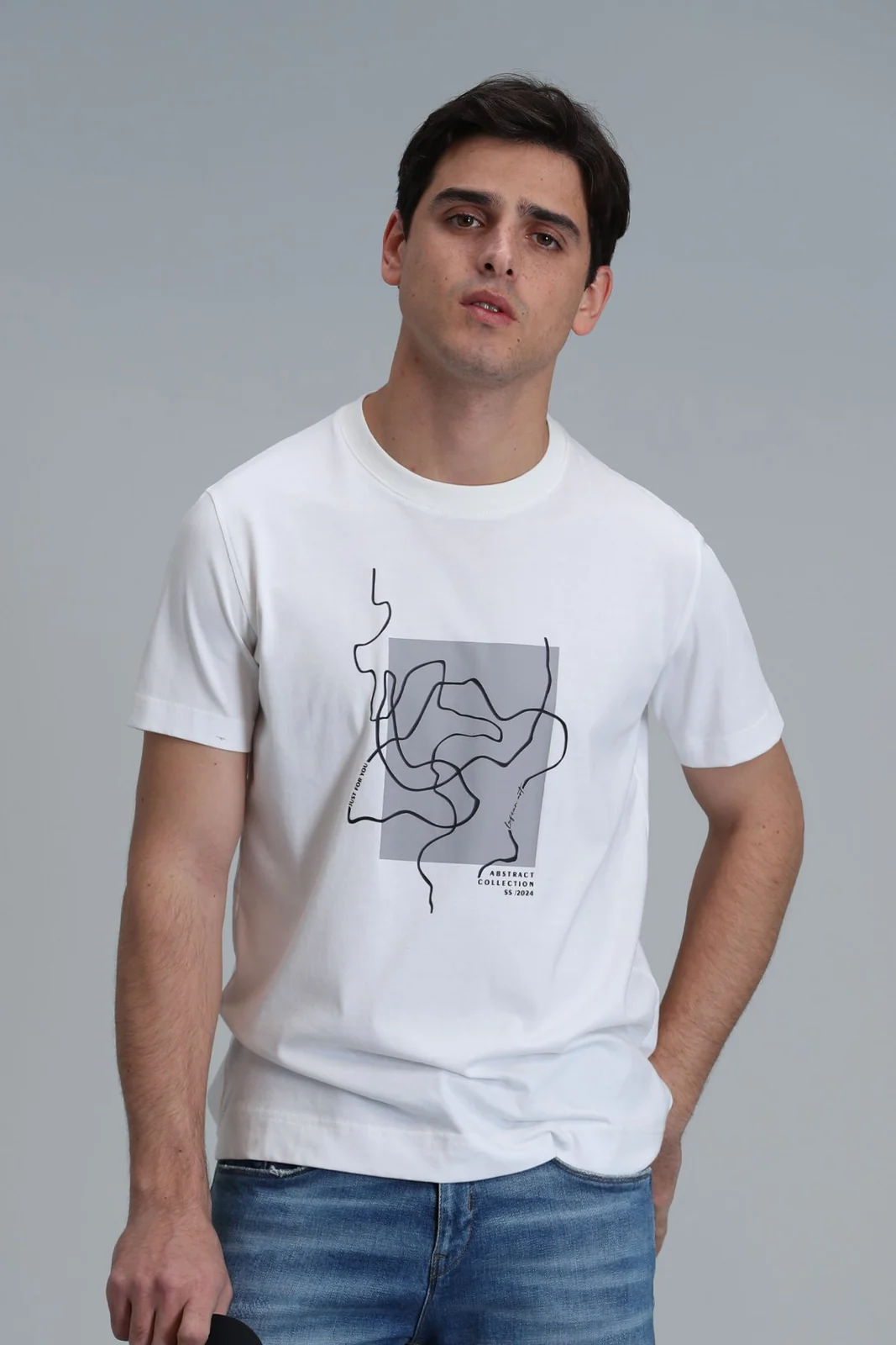 Nally Modern Grafik Tişört Beyaz