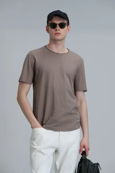 Junya Erkek Basic Tişört Deve Tüyü