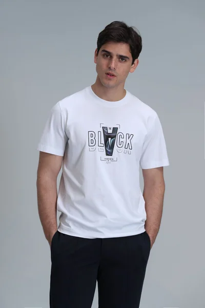 Adrıan Modern Grafik Tişört Beyaz