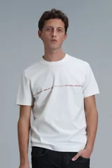 Carlos Modern Grafik Tişört Kırık Beyaz