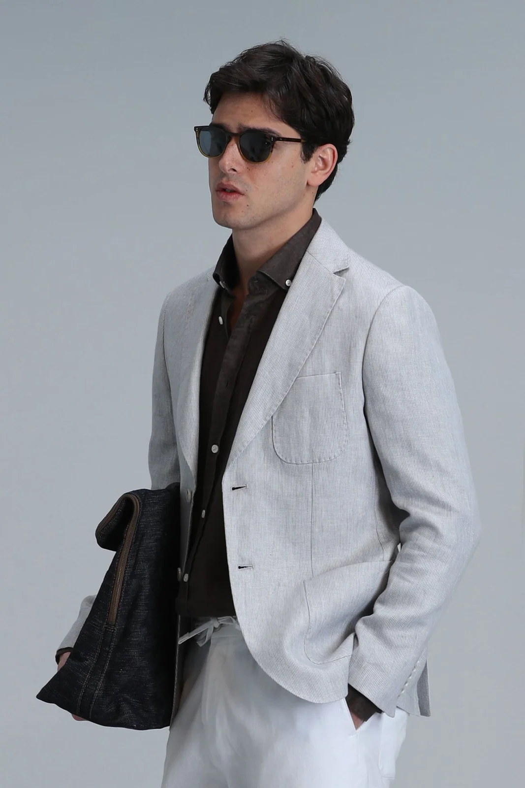 Tom Spor Erkek Blazer Ceket Slim Fit Gri