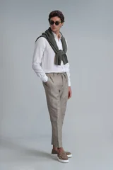 Pitaya Erkek Keten Gömlek Comfort Fit Beyaz