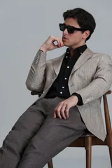 Jak Spor Erkek Blazer Ceket Slim Fit Bej