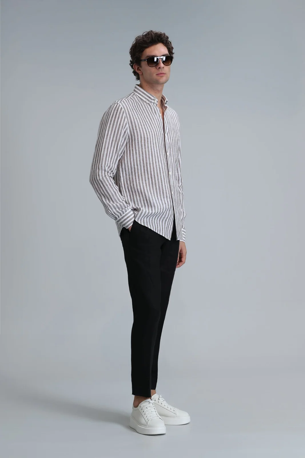 New Erkek Basic Gömlek Regular Fit Kahverengi