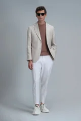 Rolf Spor Erkek Blazer Ceket Slim Fit Bej