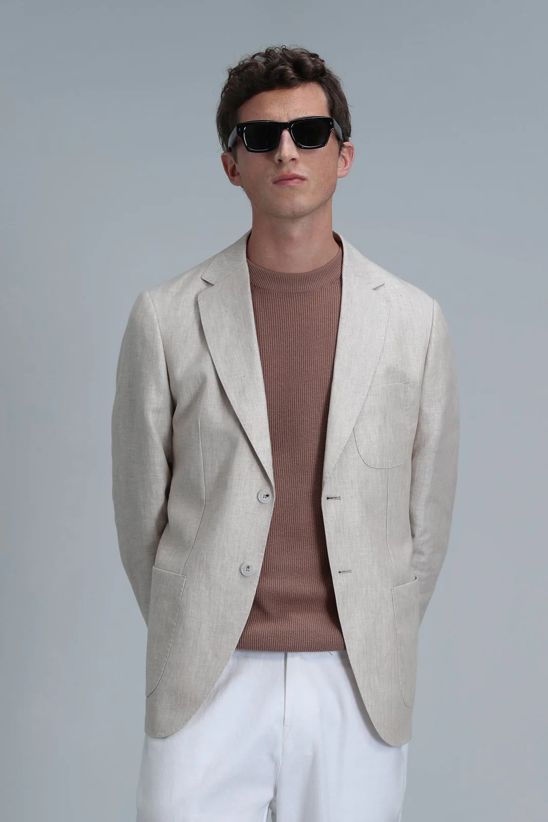 Rolf Spor Erkek Blazer Ceket Slim Fit Bej