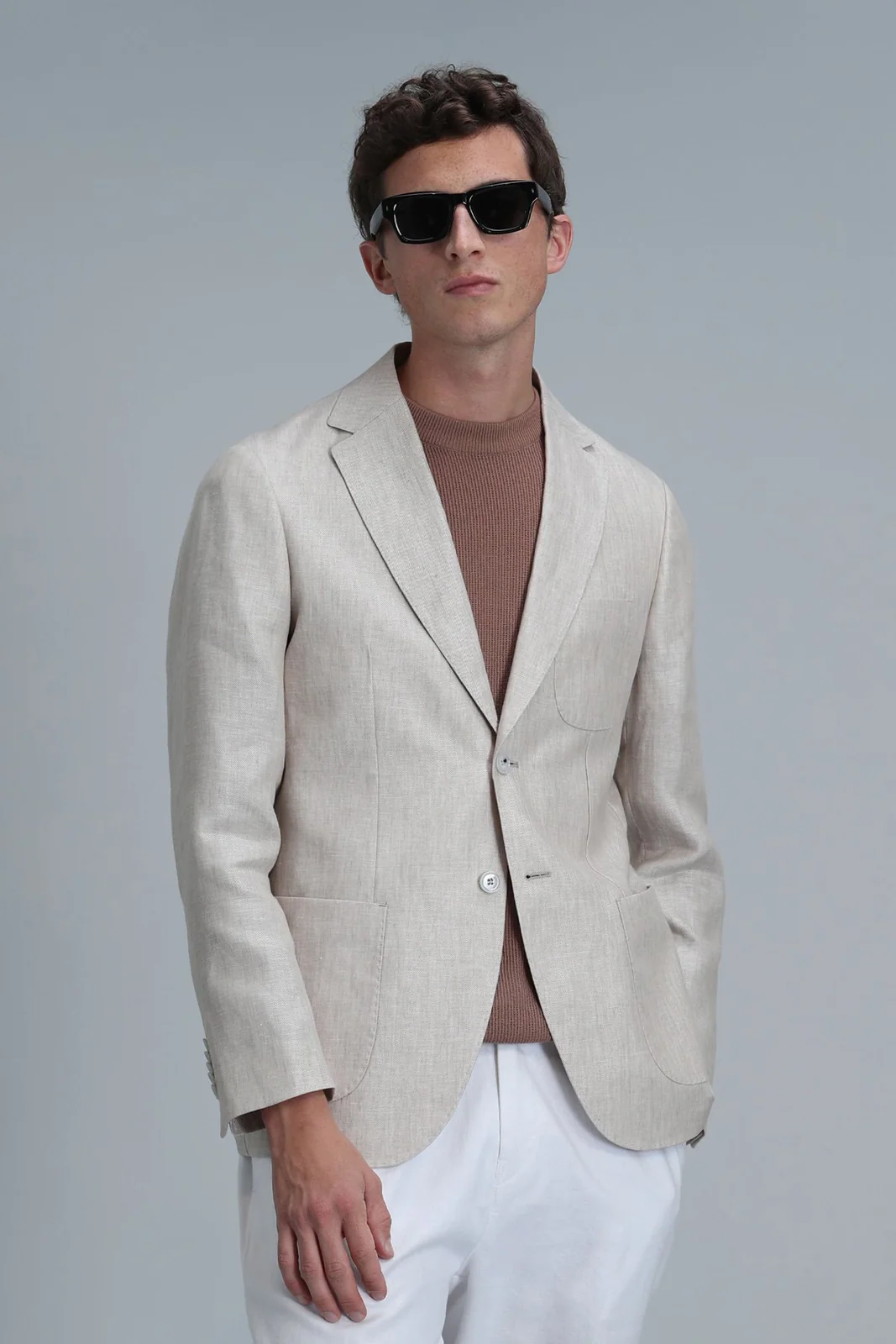 Rolf Spor Erkek Blazer Ceket Slim Fit Bej