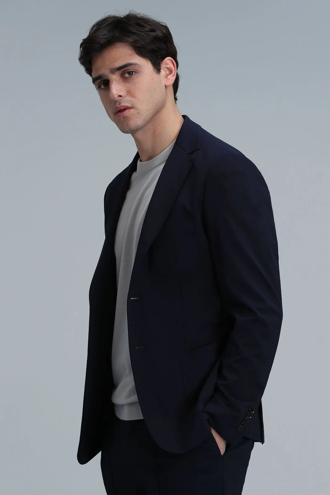 Peler Spor Erkek Blazer Ceket Slim Fit Lacivert