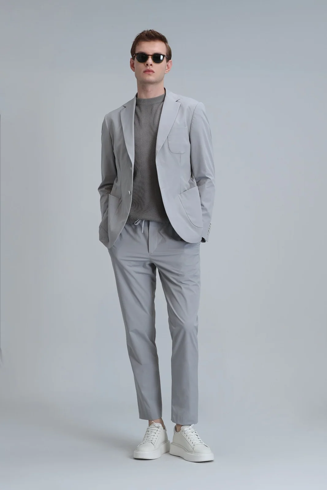 Mex Spor Erkek Blazer Ceket Slim Fit Açık Gri