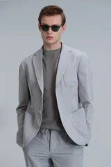 Mex Spor Erkek Blazer Ceket Slim Fit Açık Gri