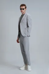 Mex Spor Erkek Blazer Ceket Slim Fit Açık Gri