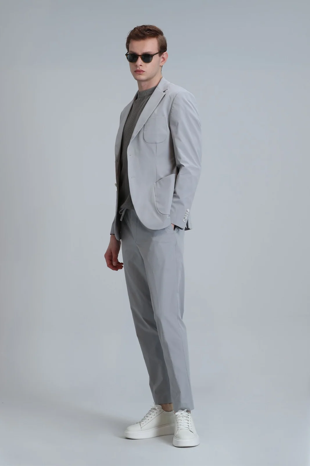 Mex Spor Erkek Blazer Ceket Slim Fit Açık Gri