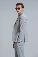 Mex Spor Erkek Blazer Ceket Slim Fit Açık Gri