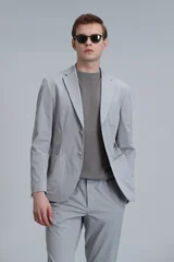 Mex Spor Erkek Blazer Ceket Slim Fit Açık Gri