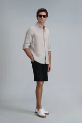 Pitaya Erkek Keten Gömlek Comfort Fit Bej