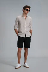 Pitaya Erkek Keten Gömlek Comfort Fit Bej