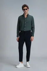 Pitaya Erkek Keten Gömlek Comfort Fit Yeşil