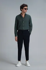 Pitaya Erkek Keten Gömlek Comfort Fit Yeşil