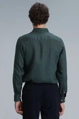 Pitaya Erkek Keten Gömlek Comfort Fit Yeşil