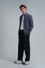 Pitaya Erkek Keten Gömlek Comfort Fit Antrasit