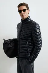 Luc Men's Goose Down Shiny Puffer Jacket Black