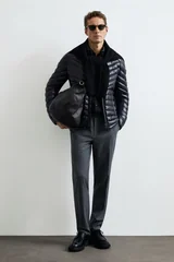 Luc Men's Goose Down Shiny Puffer Jacket Black