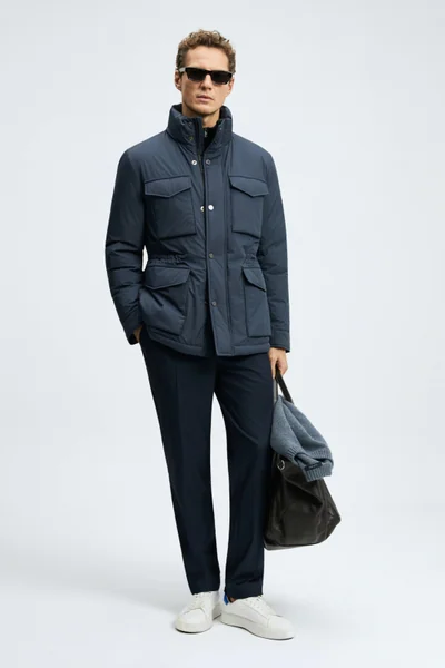 Goose Feather Male Coat Navy