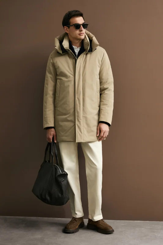 Goose Feather Male Coat Beıge