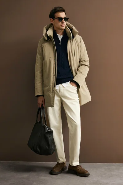 Goose Feather Male Coat Beıge