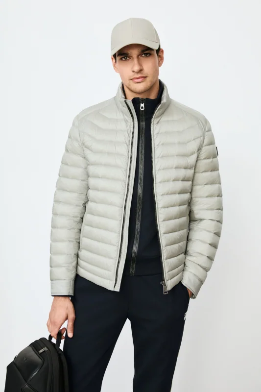 Andy Men's Goose Down Puffer Jacket Light Grey