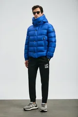 Marty Men's Goose Down Puffer Jacket with Detachable Hood Sax Blue
