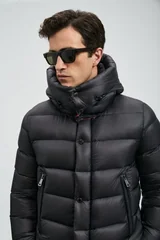 Marty Men's Goose Down Puffer Jacket with Detachable Hood Black