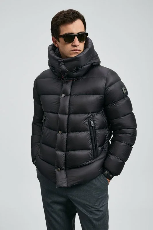 Marty Men's Goose Down Puffer Jacket with Detachable Hood Black