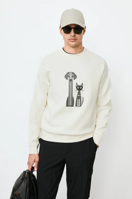 Alfred Erkek Sweatshirt Kırık Beyaz