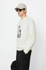 Alfred Erkek Sweatshirt Kırık Beyaz