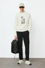 Alfred Erkek Sweatshirt Kırık Beyaz