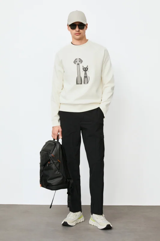 Alfred Erkek Sweatshirt Kırık Beyaz