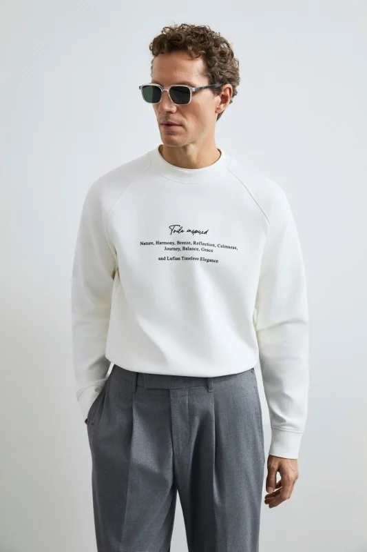 Cole Erkek Sweatshirt Kırık Beyaz